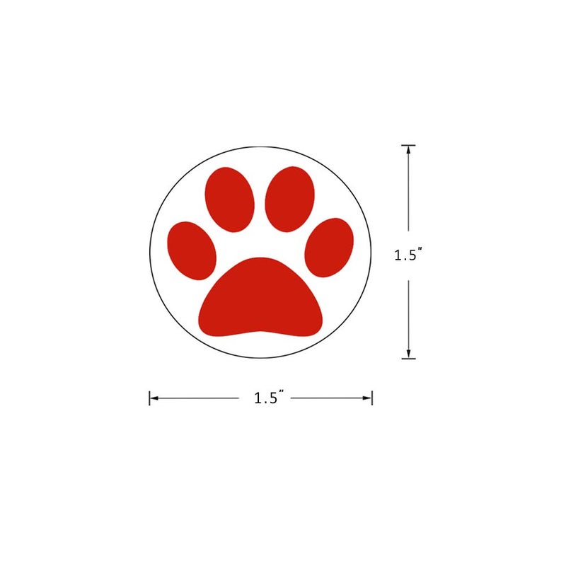 Hcode 1.5" Round Red Bear Paw Print Stickers Dog Puppy Paw Stickers 500 Pieces per Roll (1 roll, red) - Image 3